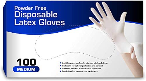1622888558 410rWwSNzPL. AC  - Disposable General Purpose Latex Gloves - Powder Free Medium (1 Pack) (Medium)