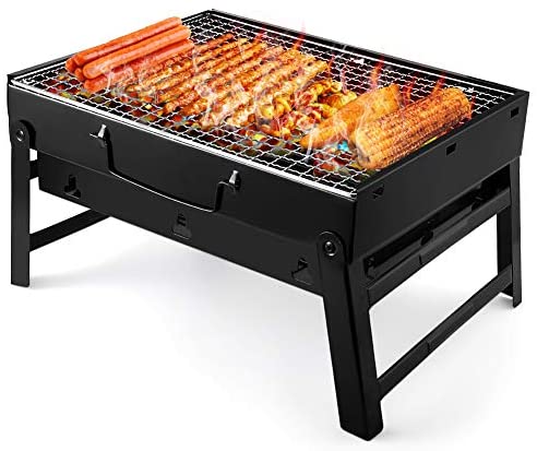 1624144295 51x1p5dlIWL. AC  - UTTORA Barbecue Grill, Charcoal Grill Portable Folding BBQ Grill Barbecue Desk Tabletop Outdoor Stainless Steel Smoker BBQ for Picnic Garden Terrace Camping Travel 15.35''x11.41''x2.95''