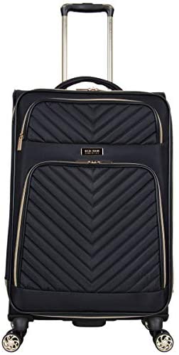 Kenneth Cole Reaction Women’s Chelsea 24″ Chevron Quilted Softside Expandable 8-Wheel Spinner Checked Suitcase, Black, Inch