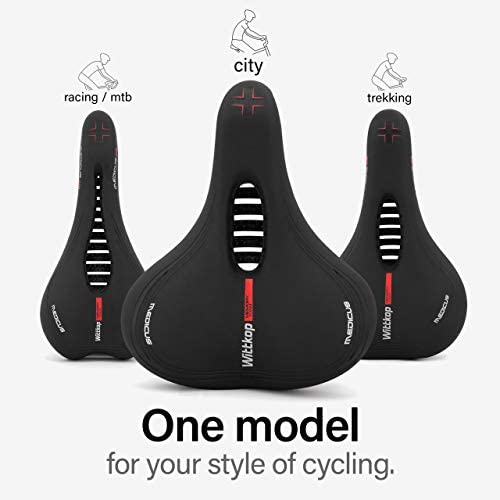 41S9x3ZKmwL. AC  - Wittkop Bike Seat [City] Bicycle Seat for Men and Women, Waterproof Bike Saddle with Innovative 5-Zone-Concept Exercise Bike Seat - Wide Bike Seat