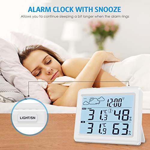 51dfLZkDMUL. AC  - Brifit Weather Station, Digital Indoor Outdoor Thermometer Hygromete, Home Weather Forecaster Station, Wireless Temperature and Humidity Monitor with Remote Sensor, Backlight, Time, Alarm Clock