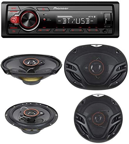 51gPzsoKi L. AC  - Pioneer Stereo Single DIN Bluetooth In-Dash USB MP3 Auxiliary AM/FM/Digital Media Pandora and Spotify Car Stereo Receiver with Pair of 6.5" and Pair of 6x9" Alphasonik Speakers