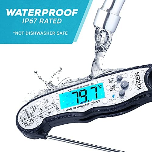 51kzKce6iZS. AC  - Kizen Digital Meat Thermometers for Cooking - Waterproof Instant Read Food Thermometer for Meat, Deep Frying, Baking, Outdoor Cooking, Grilling, & BBQ (Red/Black)