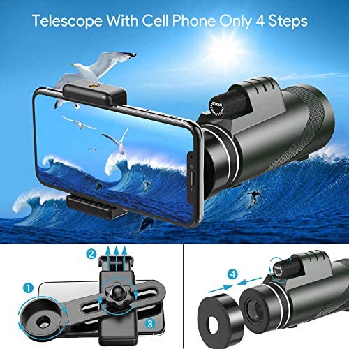 51qdl9fjLjL. AC  - Pankoo 40X60 Monocular High Power Monocular Scope for Bird Watching Traveling Concert Sports Game with Phone Adapter Tripod