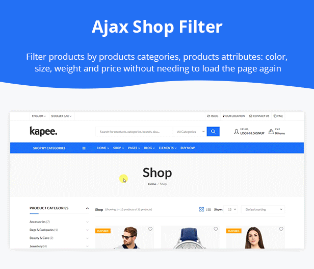07 ajax shop filter - Kapee - Modern Multipurpose WooCommerce Theme