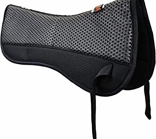 1627263368 511T8MLH9bL. AC  500x445 - ECP All Purpose Grip Tech Half Saddle Pad Non Slip Top Brushed Cotton Bottom Compression Foam Breathable Shock Absorbing Moisture Wicking with Mesh Flaps