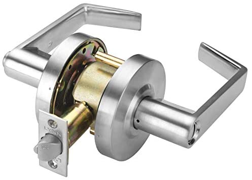 414JqfLcAdL. AC  - Heavy Duty Commercial Cylindrical Lever Door Lock (Privacy/Bathroom Function, Satin Chrome, 26D) Non-Handed, Grade 2 Industrial Door Handle - UL 3 Hour Fire Rated & ADA Compliant