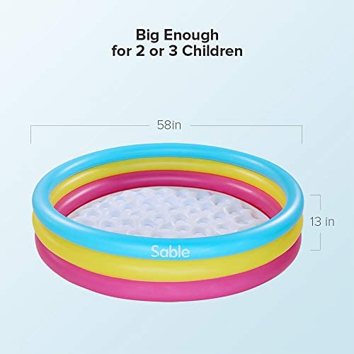 417ECRoCK9L. AC  - Sable Kiddie Pool, Inflatable Baby Pool 58'' x 13'', Kids Swimming Pools for Babies, Toddlers, Outdoor, Indoor, Garden