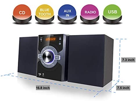 41JDkfYj6QL. AC  - Compact Stereo Shelf System 30W (2x15W) Bluetooth CD Player Home Music System, Digital FM Stereo with Speakers, Headphone Jack, Aux-in&USB, Remote Control