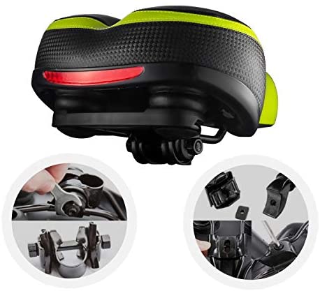41P0bvW6GcL. AC  - Roguoo Bike Seat, Most Comfortable Bicycle Seat Dual Shock Absorbing Memory Foam Waterproof Bicycle Saddle Bike Seat Replacement with Refective Tape