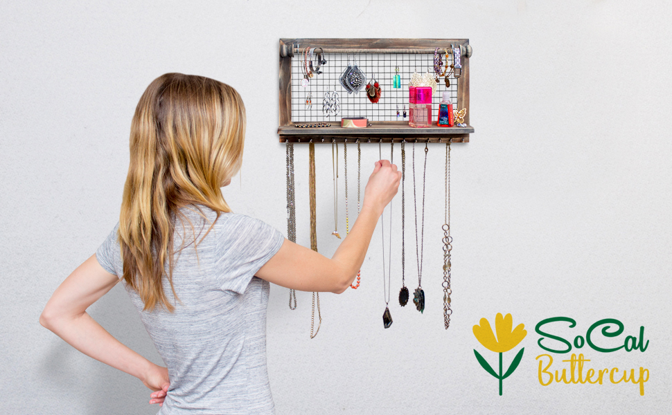 Jewelry organizer rustic hanging