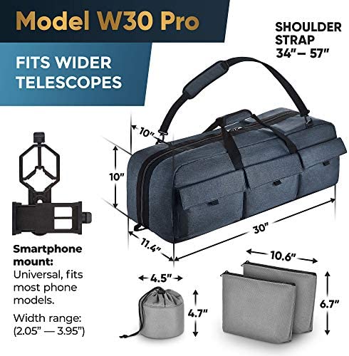 517TTuWf lL. AC  - Multipurpose Telescope Case - Fits Most Telescopes - 30x11.5X10 inch - Smart Phone Adapter Included