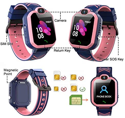 51BH+2APN1L. AC  - Kids Waterproof Smart Watch Phone, GPS/LBS Tracker Smart Watch for Kids for 3-12 Year Old Compatible iOS Android Smart Watch Christmas Birthday Gifts for Kids(Excluding SIM Card)