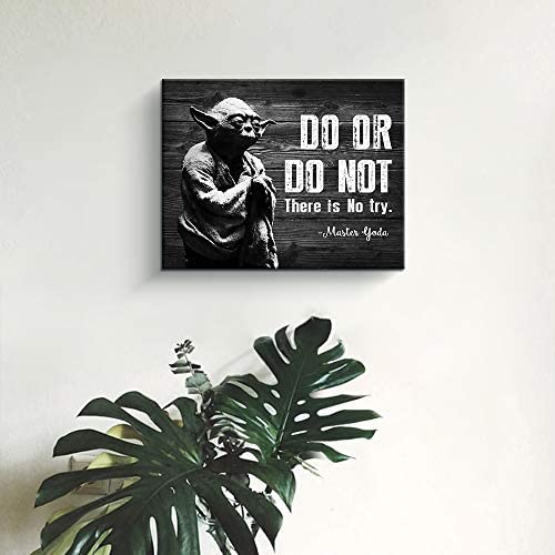 51HuLz+rEbL. AC  - Motivational Wall Art Inspirational Quotes of Master Yoda Vintage Giclee Canvas Wall Art Framed for Home and Office Decor (Black)