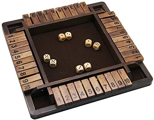 1627783234 51P7 y cKoL. AC  - Juegoal Wooden 4 Players Shut The Box Dice Game, Classics Tabletop Version and Pub Board Game, 12 inch
