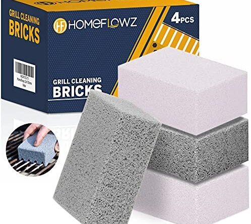 1629212633 51wwXbODZZS. AC  498x445 - Homeflowz Grill Brick 4 Pack - Grill Cleaning Bricks for BBQ - Refined Pumice Grill Stone - Griddle Brick for Safe Effective Non Abrasive Cleaning - Grill Brick for Flat Top Grills Grates Pool & More