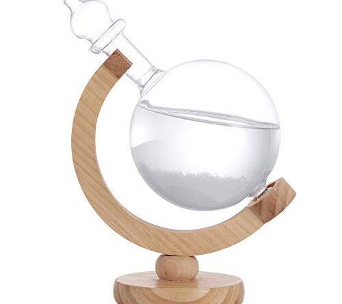 1630036202 310c3Sh5AgL 500x445 - DRESSPLUS Globe Storm Glass Weather Station with Wooden Base,Creative Fashionable Storm Glass Weather Forecaster,Home and Party Decoration (B)