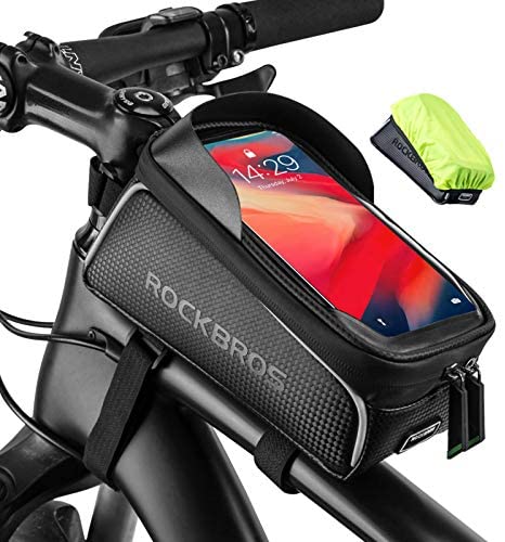 ROCKBROS Top Tube Bike Bag Waterproof Bicycle Bag Touch Screen Bike Pouch Bike Cell Phone Holder Cycling Accessories for iPhone 12 11 7 8 Plus Xs Max Below 6.7”