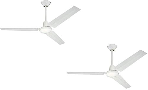 21ycroKqNSL. AC  - Ciata Lighting Industrial 56 Inch Three Blade Indoor Ceiling Fan, with Steel Blades in White Finish - 2 Pack