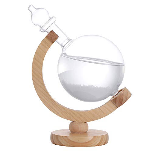 310c3Sh5AgL - DRESSPLUS Globe Storm Glass Weather Station with Wooden Base,Creative Fashionable Storm Glass Weather Forecaster,Home and Party Decoration (B)