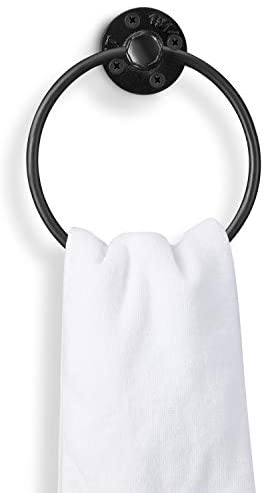 31pdo3oQb4L. AC  - Industrial Pipe Towel Rings Iron Old Towel Ring Holder for Bathroom, Black