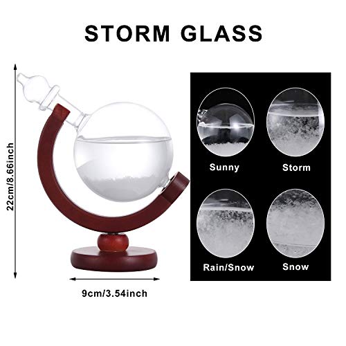 410OYikmB6L - DRESSPLUS Globe Storm Glass Weather Station with Wooden Base,Creative Fashionable Storm Glass Weather Forecaster,Home and Party Decoration (B)