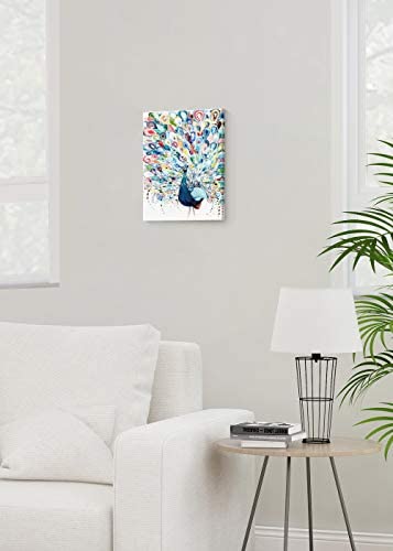 41r1342OHlL. AC  - Mazjoaru Colorful Peacock Wall Art Canvas Painting Rainbow Bird Picture Animal Framed Print Modern Home Decor Bathroom Bedroom Living Room Ready to Hang Frameless 12x16 inches