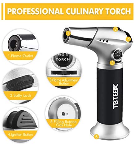 515qqbAdhML. AC  - TBTEEK Kitchen Torch, Fit All Tanks Butane Torch Cooking Torch with Safety Lock & Adjustable Flame for Cooking, BBQ, Baking, Brulee, Creme, DIY Soldering(Butane Not Included)
