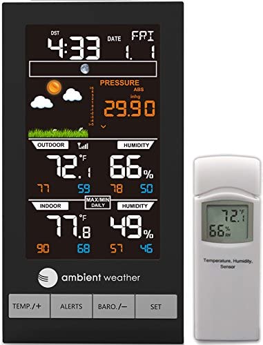 51Cge+RIEUL. AC  - Ambient Weather WS-2801A Advanced Wireless Color Forecast Station w/Temperature, Humidity, Barometer