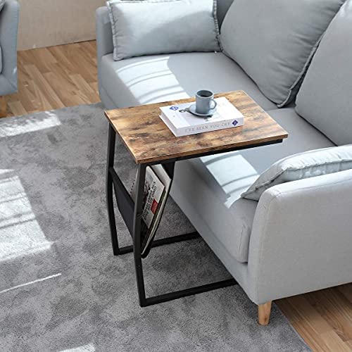 51Nfgiw3stS. AC  - Bonzy Home Snack Side Table with Storage C Shaped End Table for Sofa Couch,Living Room,Bedroom & Small Spaces