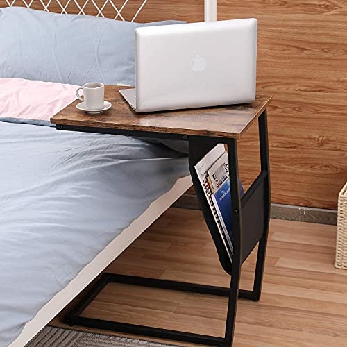 51SanxPKwyS. AC  - Bonzy Home Snack Side Table with Storage C Shaped End Table for Sofa Couch,Living Room,Bedroom & Small Spaces