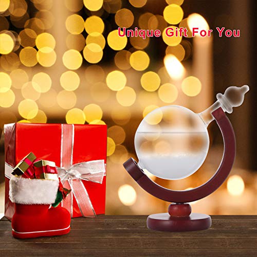 51dPq6X+A L - DRESSPLUS Globe Storm Glass Weather Station with Wooden Base,Creative Fashionable Storm Glass Weather Forecaster,Home and Party Decoration (B)