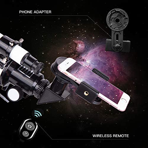 51dRr9b0KOL. AC  - FREE SOLDIER Telescope for Kids Astronomy Beginners - 70mm Aperture High Magnification Astronomical Refractor Telescope with Phone Adapter Wireless Remote Portable Telescope for Kids，White