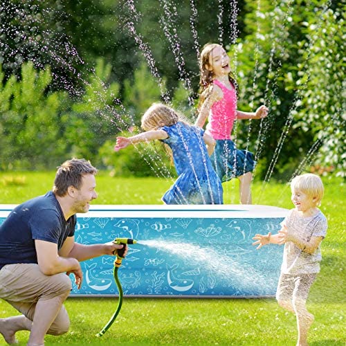 61mlcXOE+zL. AC  - PERLECARE Inflatable Pool, Swimming Pool for Kiddie, Kids, Adults, Toddlers, 95'' x 56'' x 22'' Backyard/Garden/Outdoor Pool, Rectangular Full-Sized Family Lounge Blow-up Pool for Summer Water Party