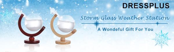 d80aaf38 105f 4ce8 98ea cd1b09f4e4a9.  CR0,0,600,180 PT0 SX600 V1    - DRESSPLUS Globe Storm Glass Weather Station with Wooden Base,Creative Fashionable Storm Glass Weather Forecaster,Home and Party Decoration (B)