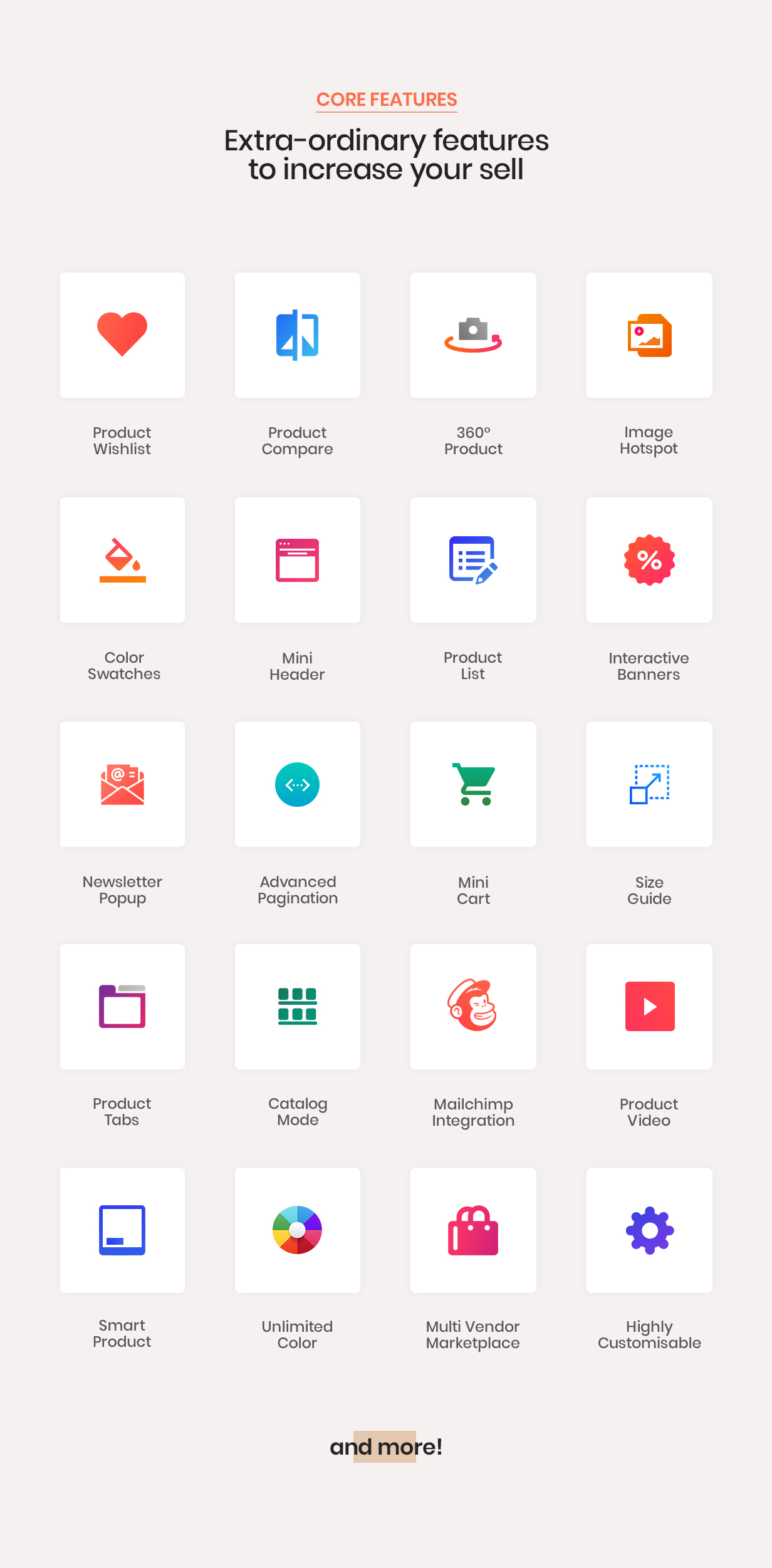 hongo theme core features - Hongo - Modern & Multipurpose WooCommerce WordPress Theme