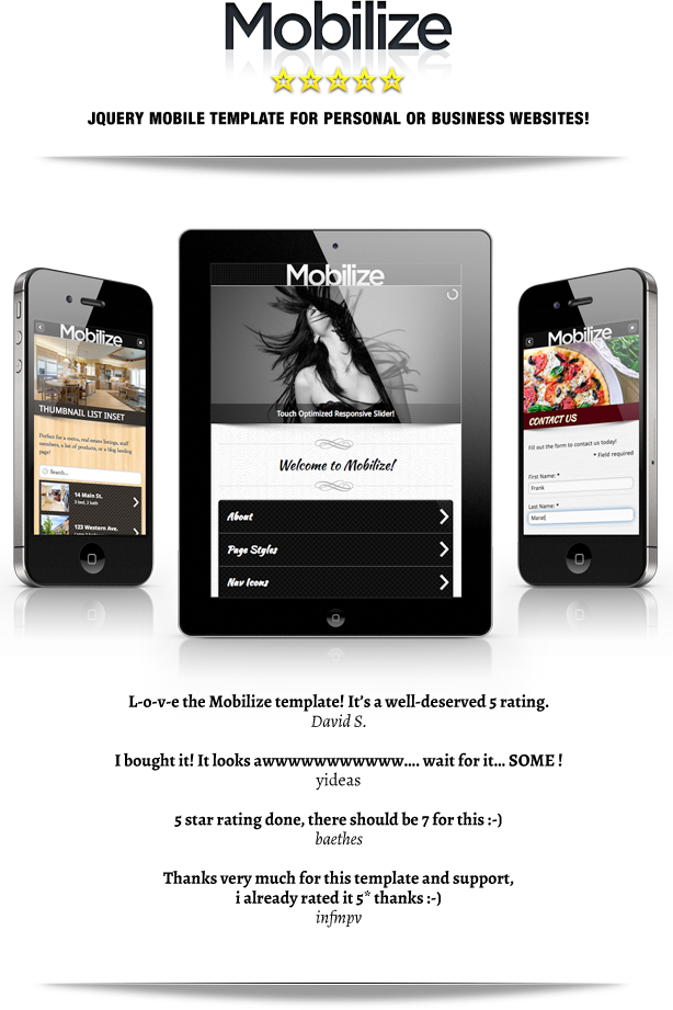 mobilize themeforest html - Mobilize - Touch Optimized Mobile Template