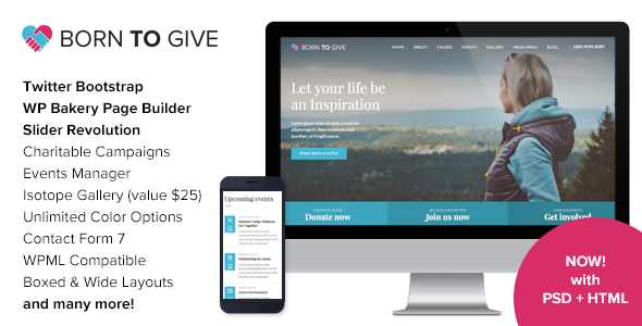 Born To Give – Charity Crowdfunding Responsive WordPress Theme