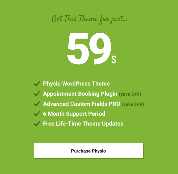 Physio WordPress Theme Included