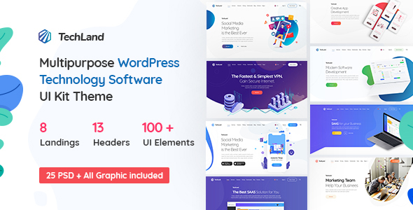 01 main preview 1.  large preview - Techland - Saas Startup Technology Marketing Agency WordPress Theme