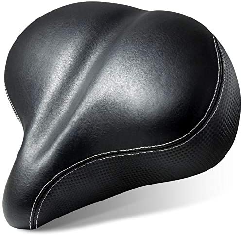 Most Comfortable Extra Large Bike Seat – Wide Oversized Bicycle Saddle with Super Thick & Soft Foam Padding and Dual Spring Shock Absorbing Design – Universal Fit for Exercise Bike and Outdoor Bikes