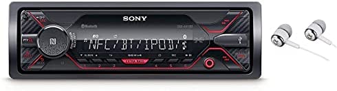 3186AGuXWUS. AC  - Sony DSX-A410BT Single Din Bluetooth Front USB AUX Car Stereo Digital Media Receiver Bundled with Earbuds (No CD Player)