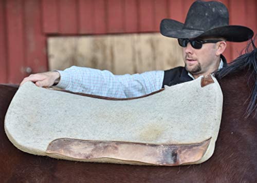 41vwwHOijxL. AC  - 5 Star Equine Horse Saddle Pad - 7/8" Thick Western Contoured Natural Pad - The Barrel Racer 30" X 28" Free Sponge Saddle Pad Cleaner Included