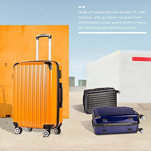 51BgDFD48wL. AC  - Coolife Luggage Expandable 3 Piece Sets PC+ABS Spinner Suitcase 20 inch 24 inch 28 inch (orange)