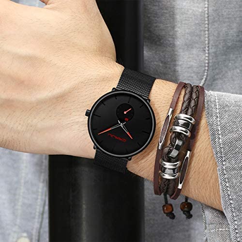 51kDvm3Tn4L. AC  - Mens Watches Ultra-Thin Minimalist Waterproof - Fashion Wrist Watch for Men Unisex Dress with Stainless Steel Mesh Band