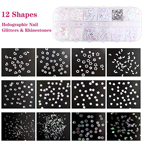 61OoRwC5bnL - 48 Colors Dried Flowers Nail Art Butterfly Glitter Flake 3D Holographic, Tufusiur Dry Flower Nails Sequins Acrylic Supplies Face Body Gifts for Decoration Accessories & DIY Crafting