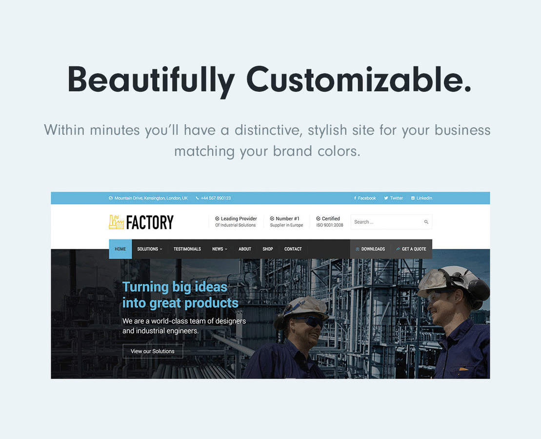 customize - Factory - Industrial Business WordPress Theme
