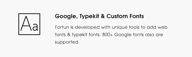 fortun description feature fonts - Fortun | Multi-Concept WordPress Theme