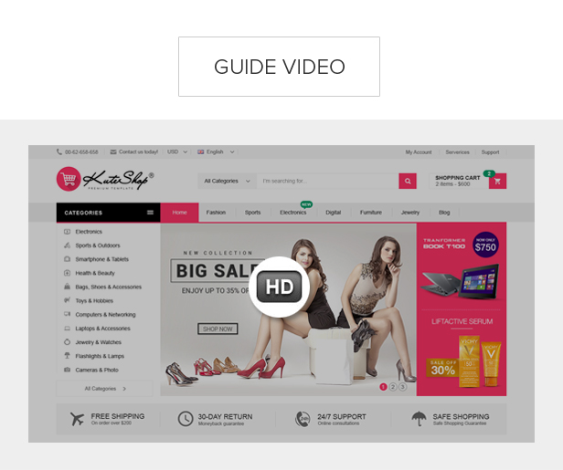 guide video - KuteShop - Fashion, Electronics & Marketplace Elementor WooCommerce Theme (RTL Supported)