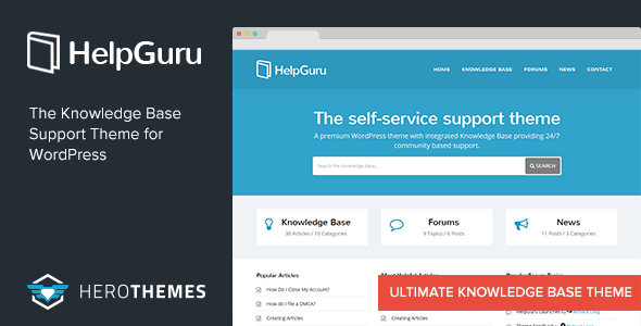 HelpGuru – A Self-Service Knowledge Base WordPress Theme